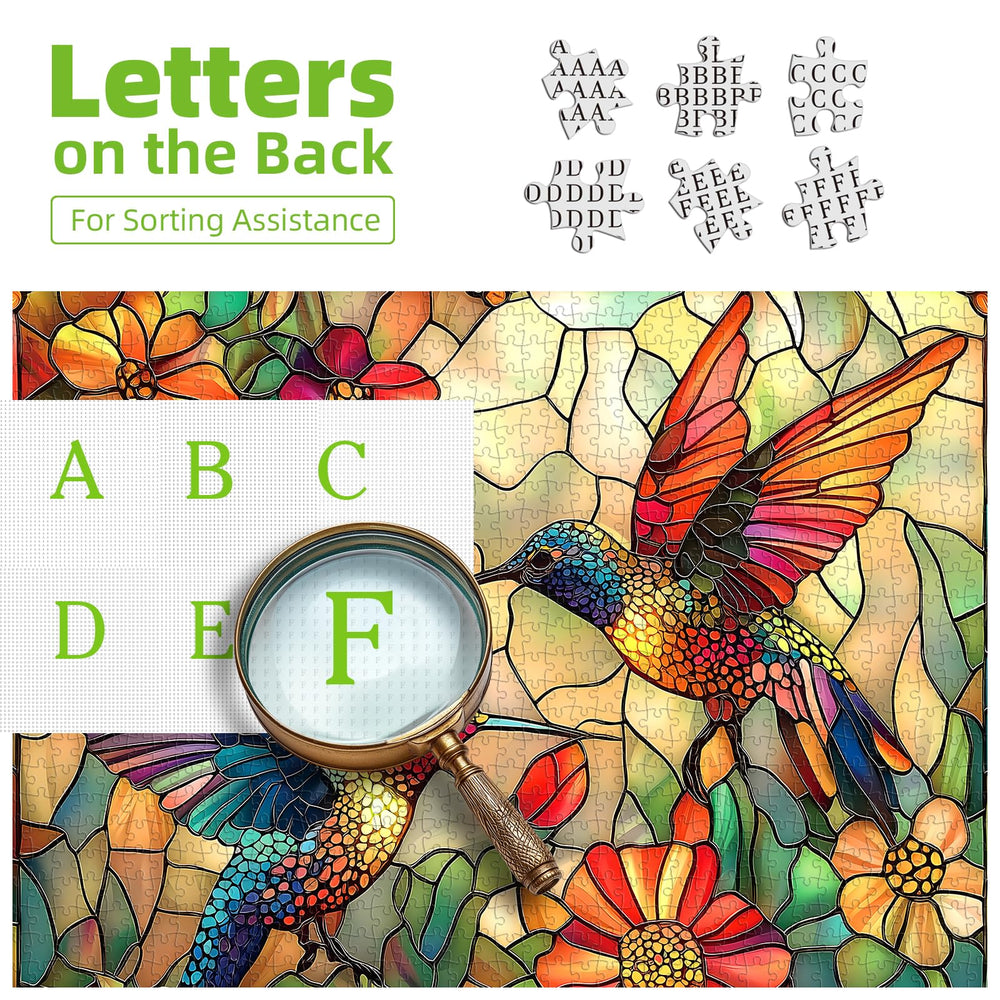 MINIWAN puzzle back shows ABCD letters for easy sorting during assembly.