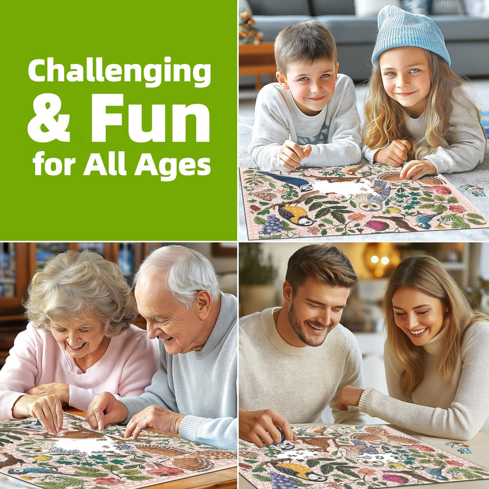 MINIWAN Finished forest birds puzzle display size 20x15 inches.