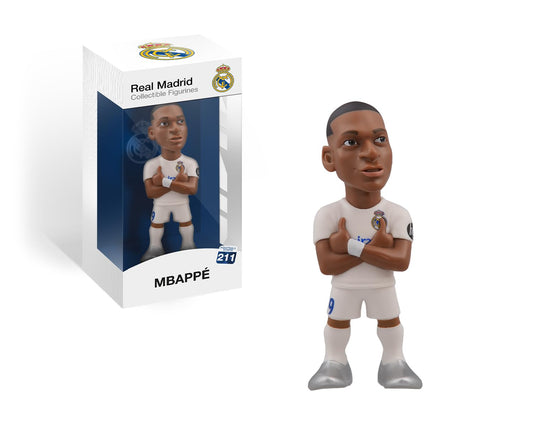 MINIX Collectible Figurines 12cm Kylian Mbappé Real Madrid on display, perfect for fans and collectors.