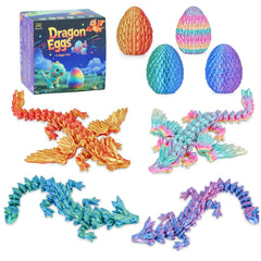 Minleway dragon eggs with articulated dragons displayed as striking desk decor