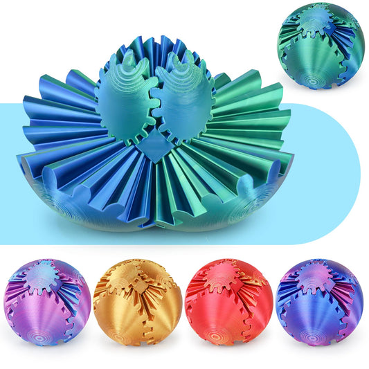 Minleway Gear Ball blue-green cube fidget for focused calm at your desk.