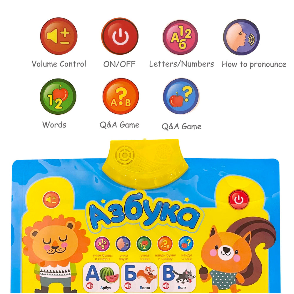MINMEER interactive poster teaches letters, numbers, and words through play.