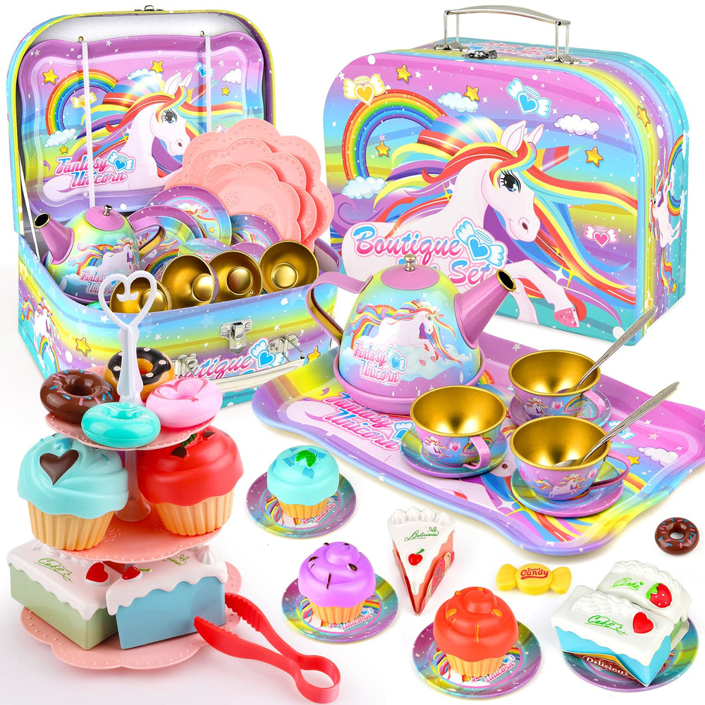 Minnot unicorn tea set teapot for imaginative play and cozy pretend tea parties
