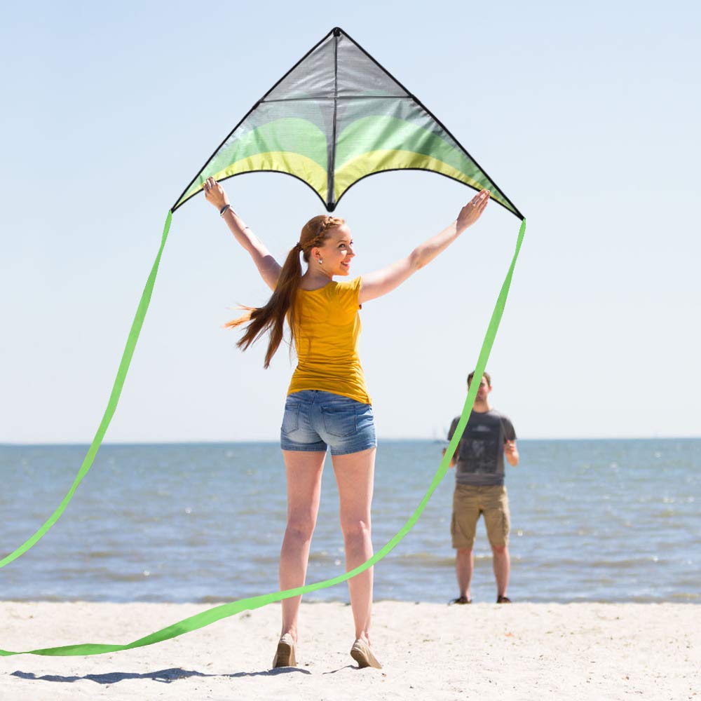 Delta Kite measures 63 by 30 inches for bold sky presence