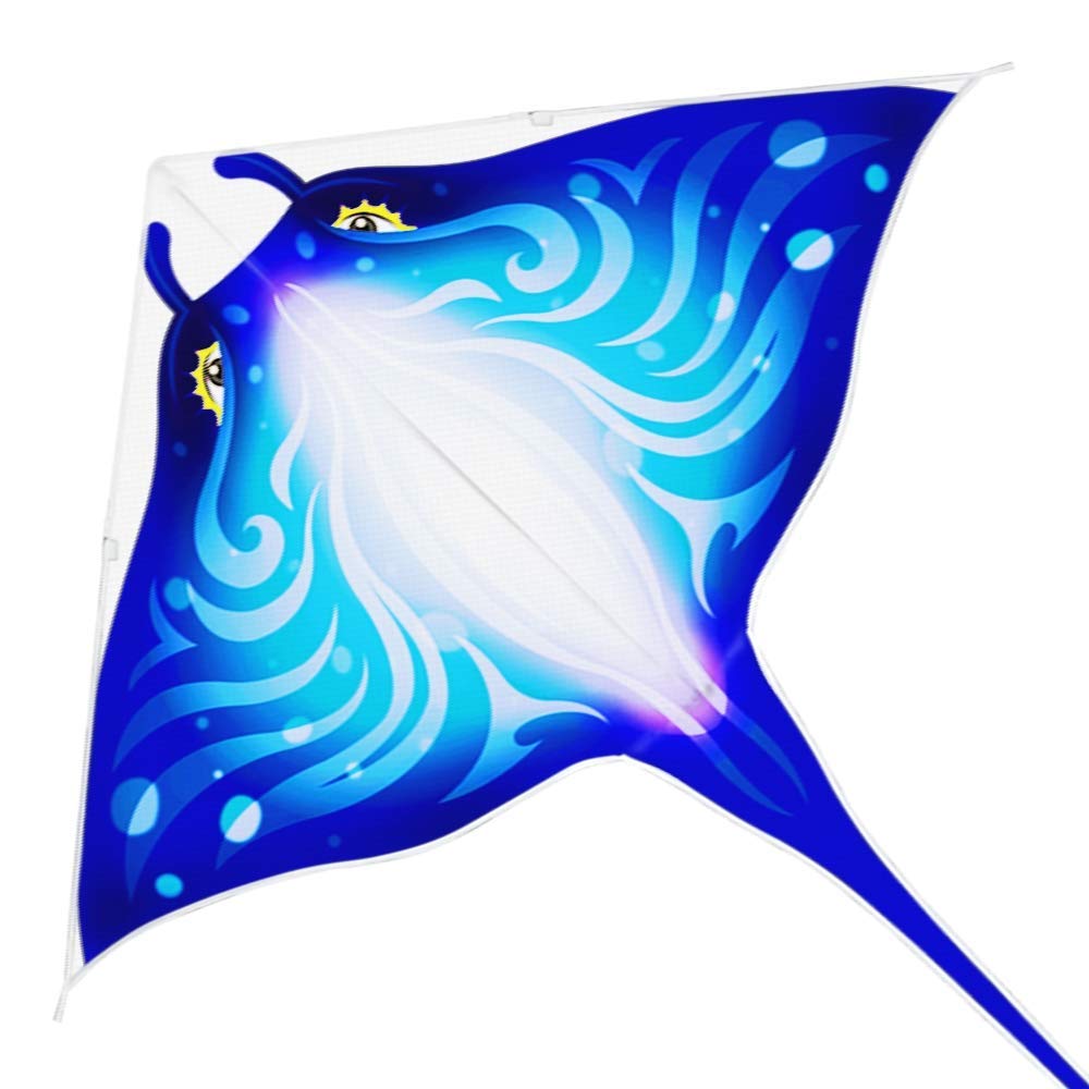 Mint's Colorful Life Devil Fish Kite blue front view for easy family flight.