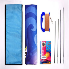 Mint's Colorful Life Devil Fish Kite blue mid-flight showcases stable handling.