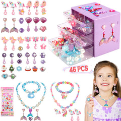 Mioram jewelry box with purple drawers keeps kids organized for dress-up play.