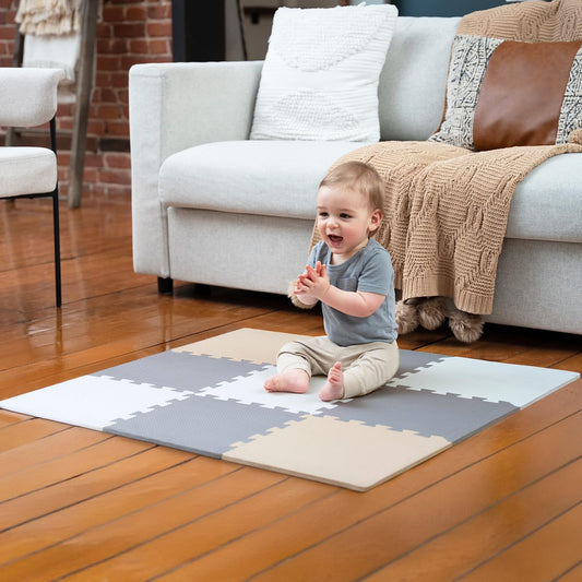 MioTetto baby play mat interlocking tiles create a safe soft surface for floor time.