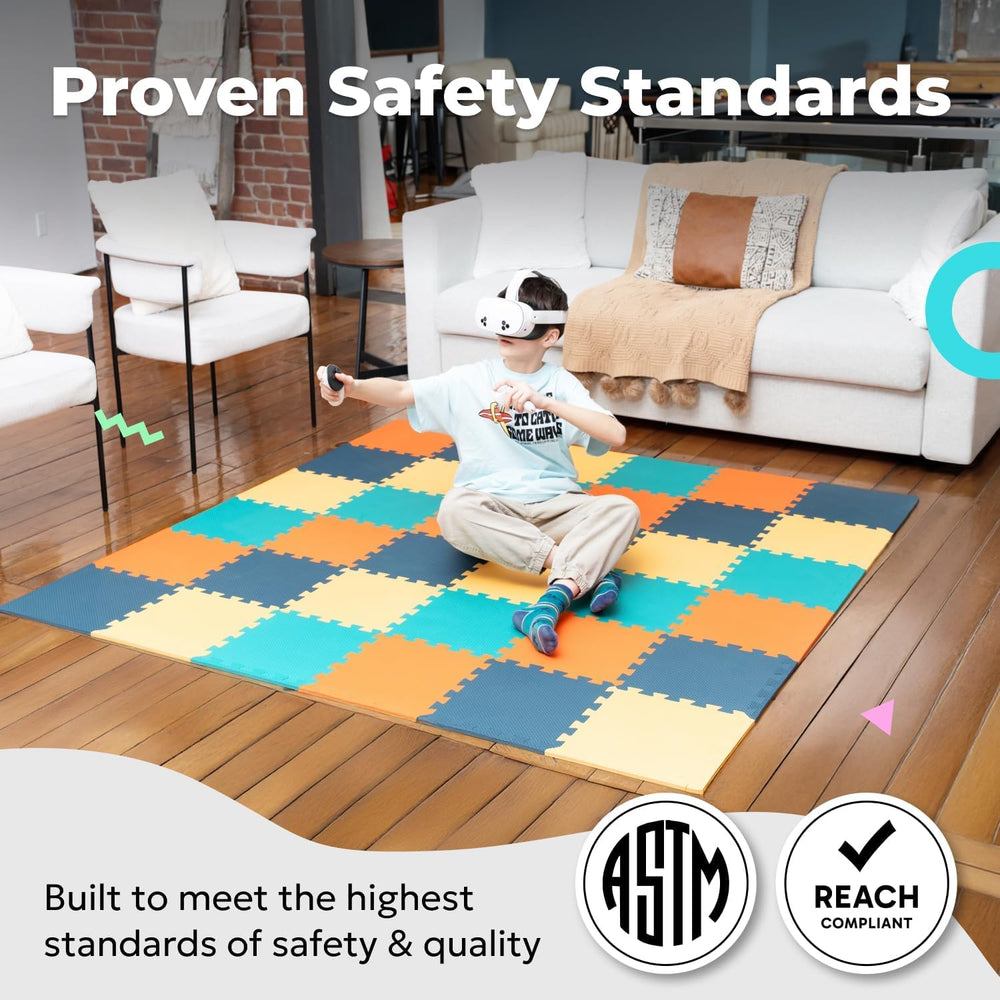 MioTetto modern puzzle colors suit any nursery.