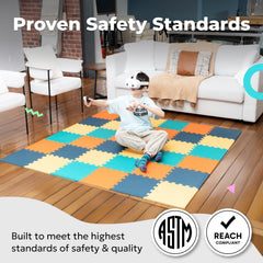MioTetto modern puzzle colors suit any nursery.