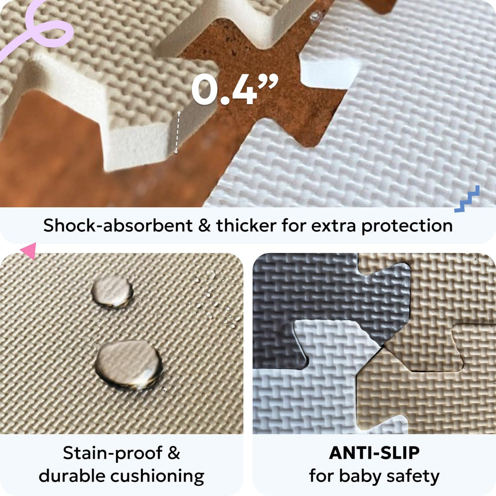 MioTetto pastel color tiles brighten nurseries while staying safe.