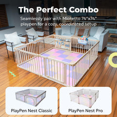 MioTetto soft foam tiles assembly demonstrates a customizable layout for any room