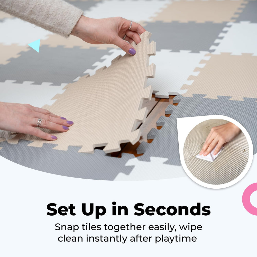 MioTetto waterproof EVA foam surface cleans easily after spills.