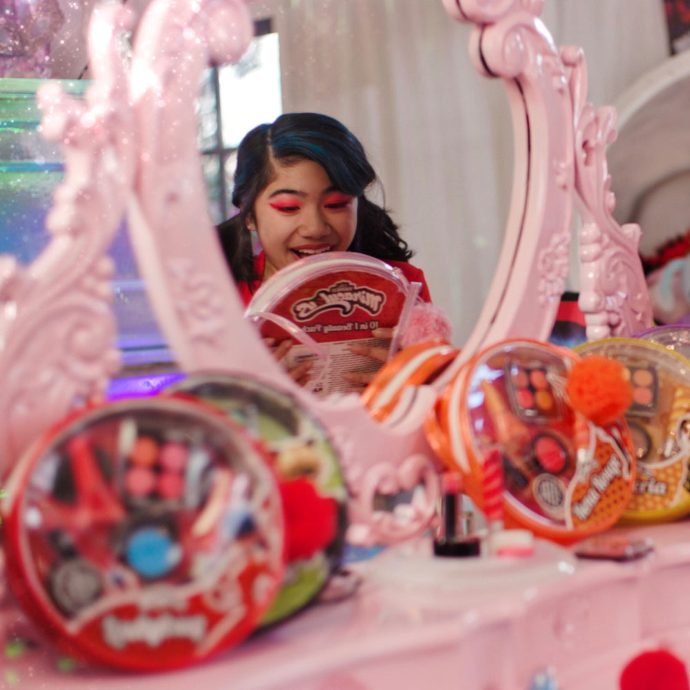 Miraculous Ladybug pressed powder-palette invites kids to experiment with colors safely.