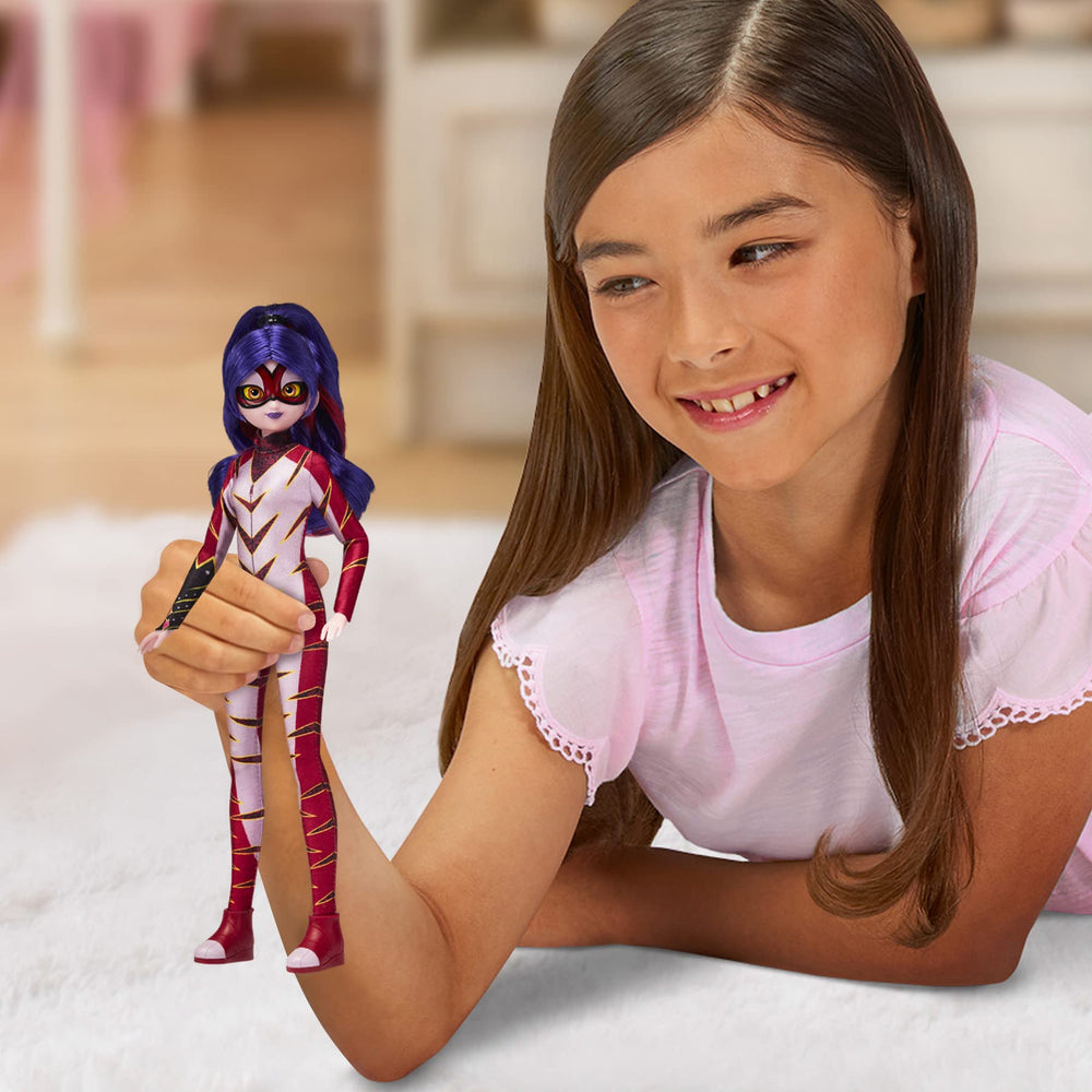 Miraculous Purple Tigress doll with rooted hair for durable styling.