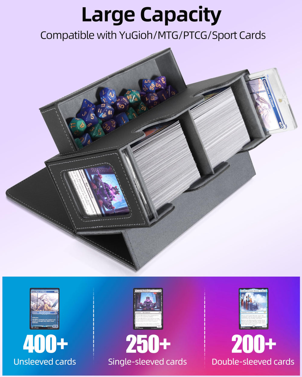 Miroddi MTG Deck Box dice tray keeps dice within reach during matches.