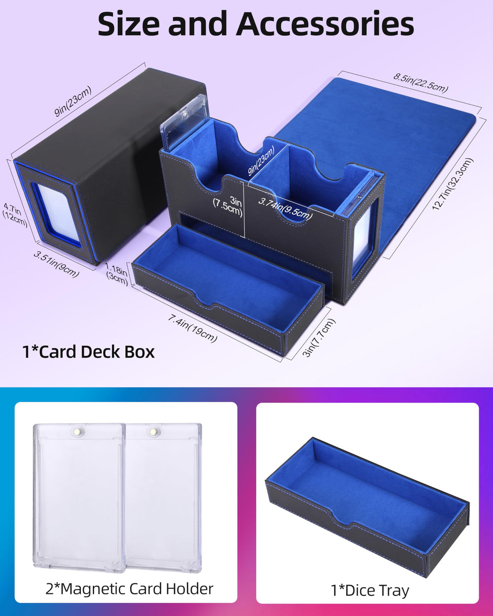 Miroddi MTG deck box side display windows speed card identification.