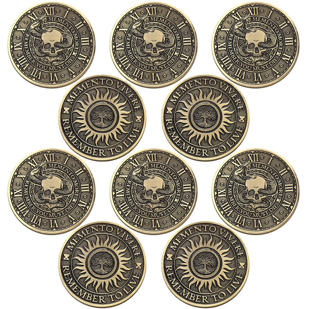 Misdary Memento Mori coin bulk packaging ready for gifting and sharing.