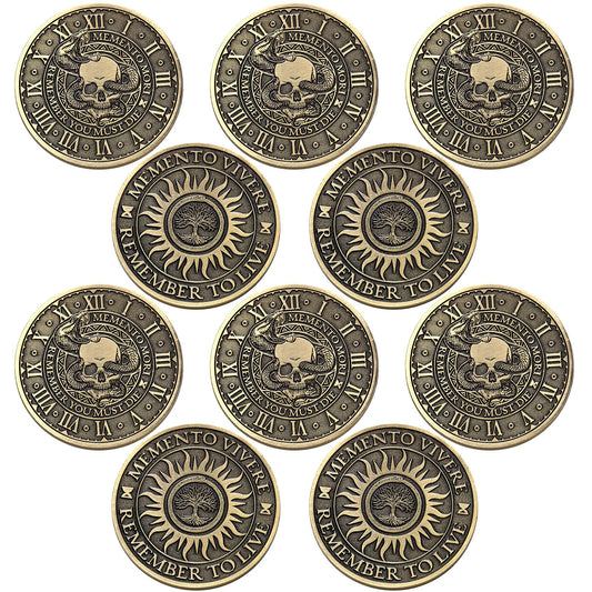 Misdary Memento Mori coin bulk packaging ready for gifting and sharing.