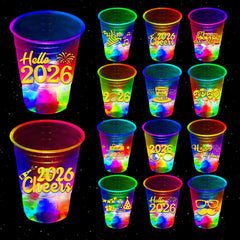 Mishunyus glow NYE cups with LED lights create a festive table centerpiece.