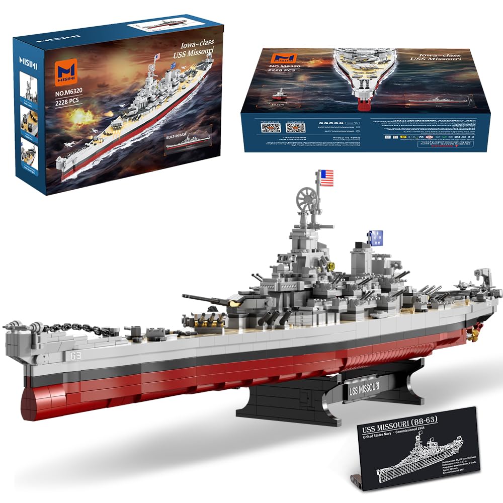 MISINI M6320 USS Missouri front view shows sturdy ABS construction for lasting display.