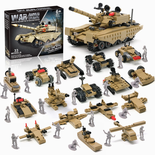 MISTBUY army tank builder blocks image showcasing tank assembly for imaginative play.