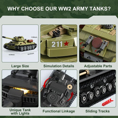 MISTBUY WW2 display-ready tanks measure over 10 inches for shelf accents.
