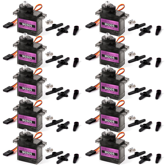 Miuzei MG90S metal gear servo for precise RC control in compact builds.