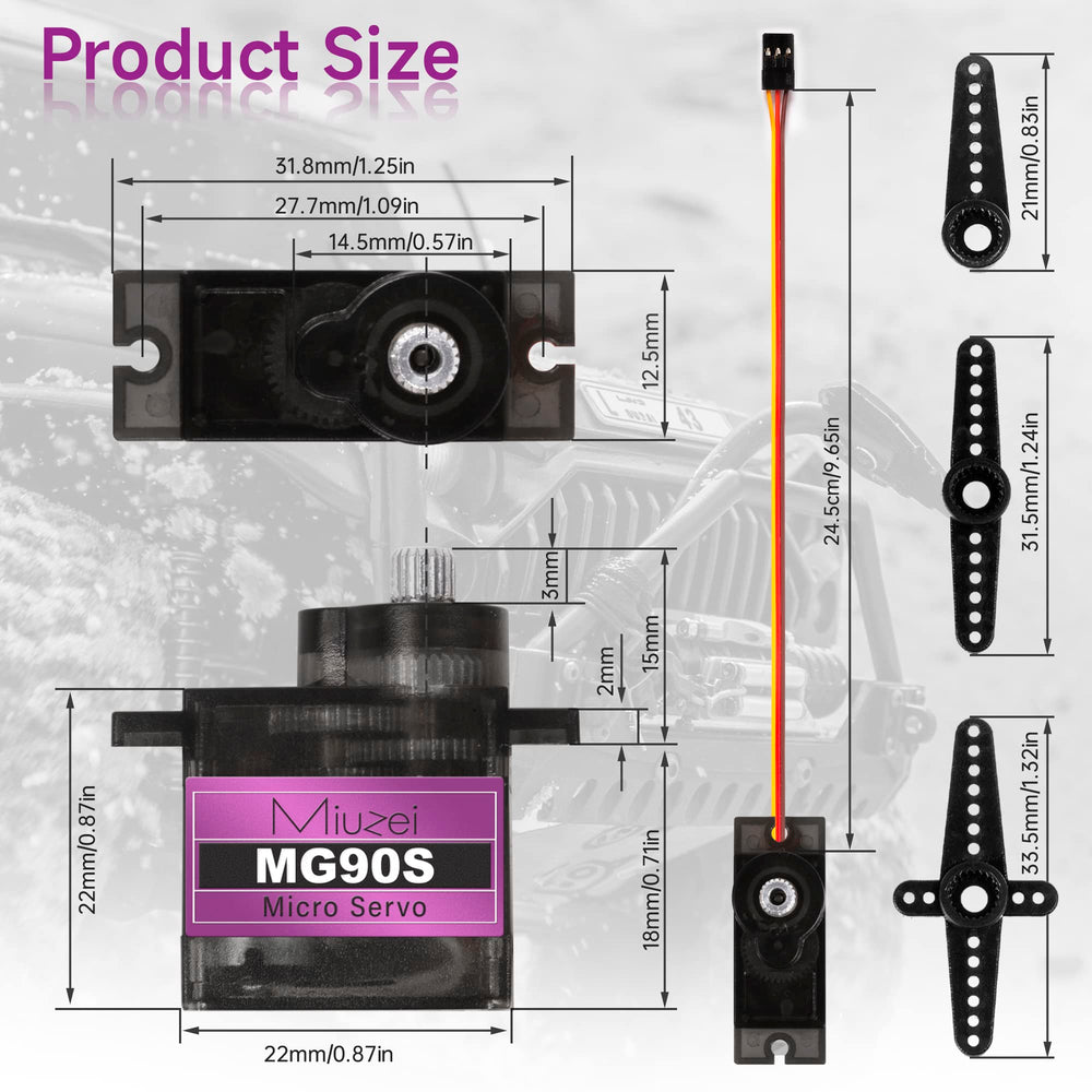 Miuzei MG90S packaging contents show essential parts for fast setup.
