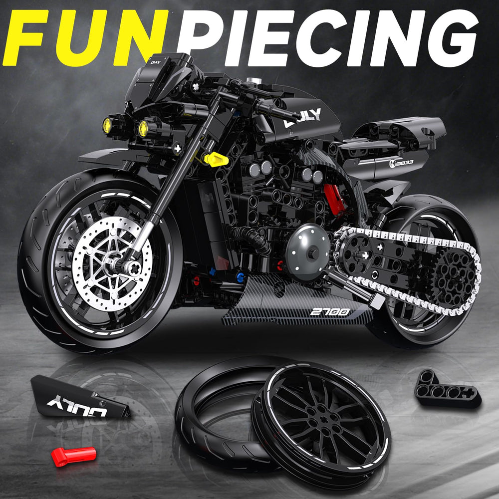 Clear MJDDJA instructions guide for precise building of the 1:8 motorcycle model.