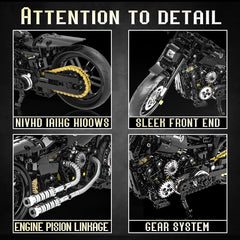 Transmission chain detail on the MJDDJA 1:8 motorcycle model.