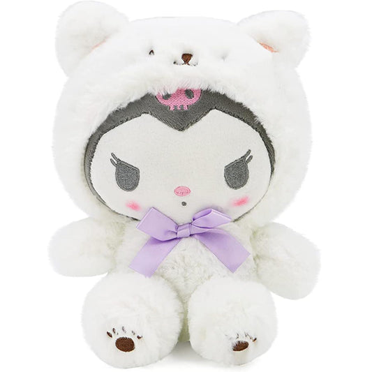 MJJAOQYF cartoon kawaii white bear front view, ultra-soft and cuddly for kids.