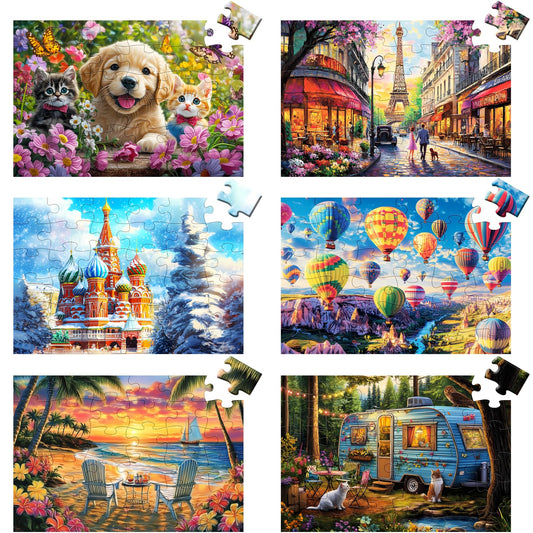 mjyphdm 6-pack 36-piece puzzle display for seniors with easy handling.