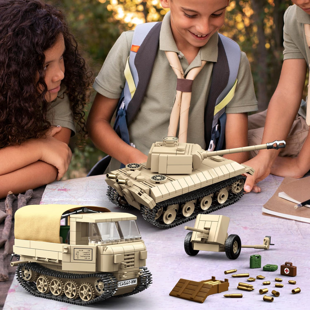 Mkmimo kids building and displaying WWII vehicle dioramas
