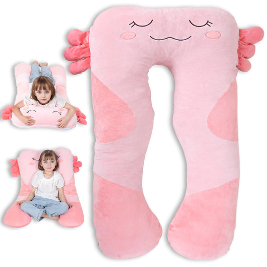 MLdian Axolotl Pillow front view for plush cuddling