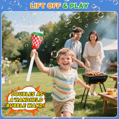 MLDKA bubble machine with torch LED design for outdoor play.