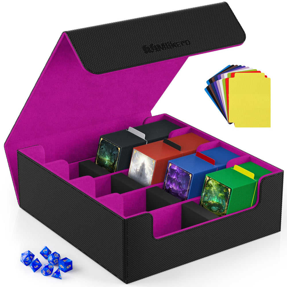MLikero card deck box with a 4-row layout for MTG and TCG collections.