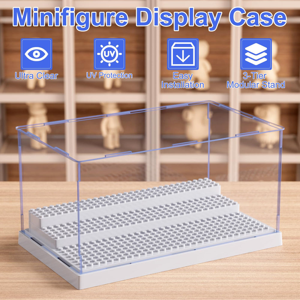 Mlikero clear acrylic box shows three-step interior for organized figures.