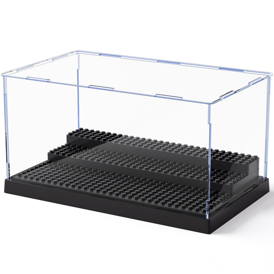 Mlikero minifigure display case with three steps for organized figures.