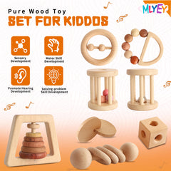 MLYEY bell roller provides a gentle chime for auditory play.