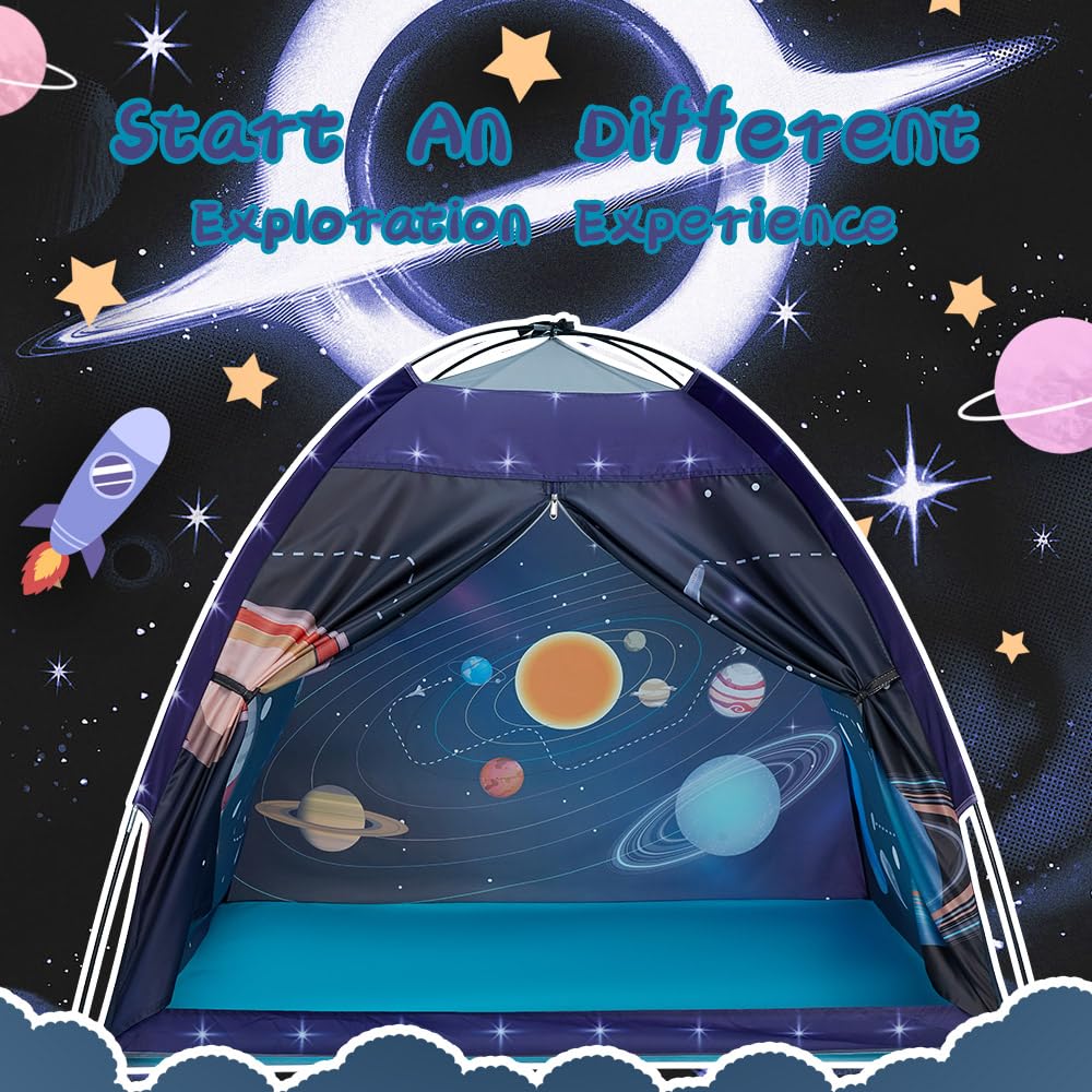 Mnagant Space World kids inside the tent fosters imaginative play and private space