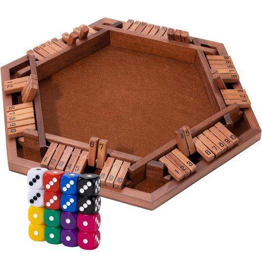 MNYUN Shut The Box premium wooden game box ready for family game night.