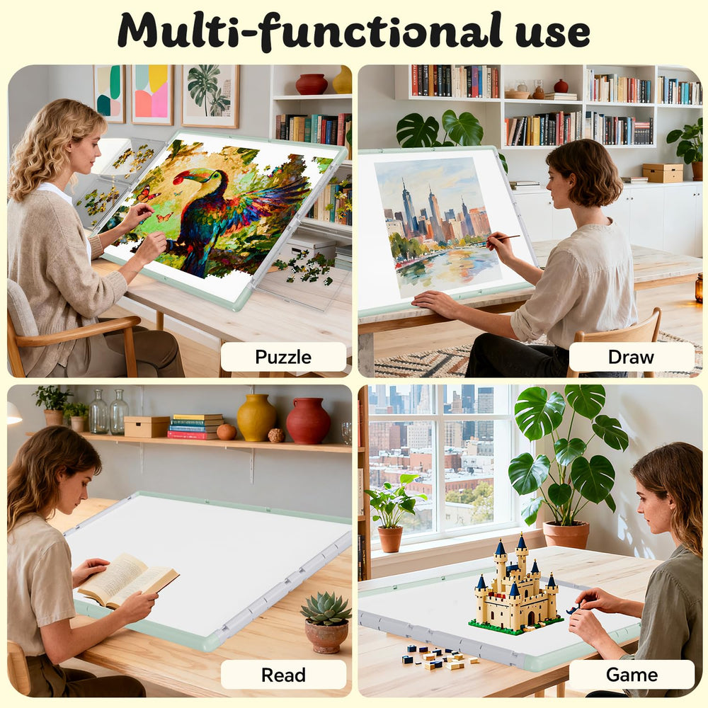 MobiPuzz portable table with sorting trays for on the go solving.
