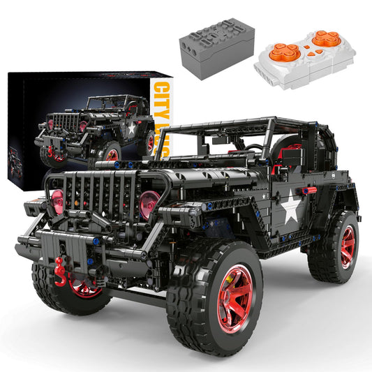 MOCBROPCS RC Off-Road SUV Wrangler 1/8 scale display model for hands-on learning and showcase.