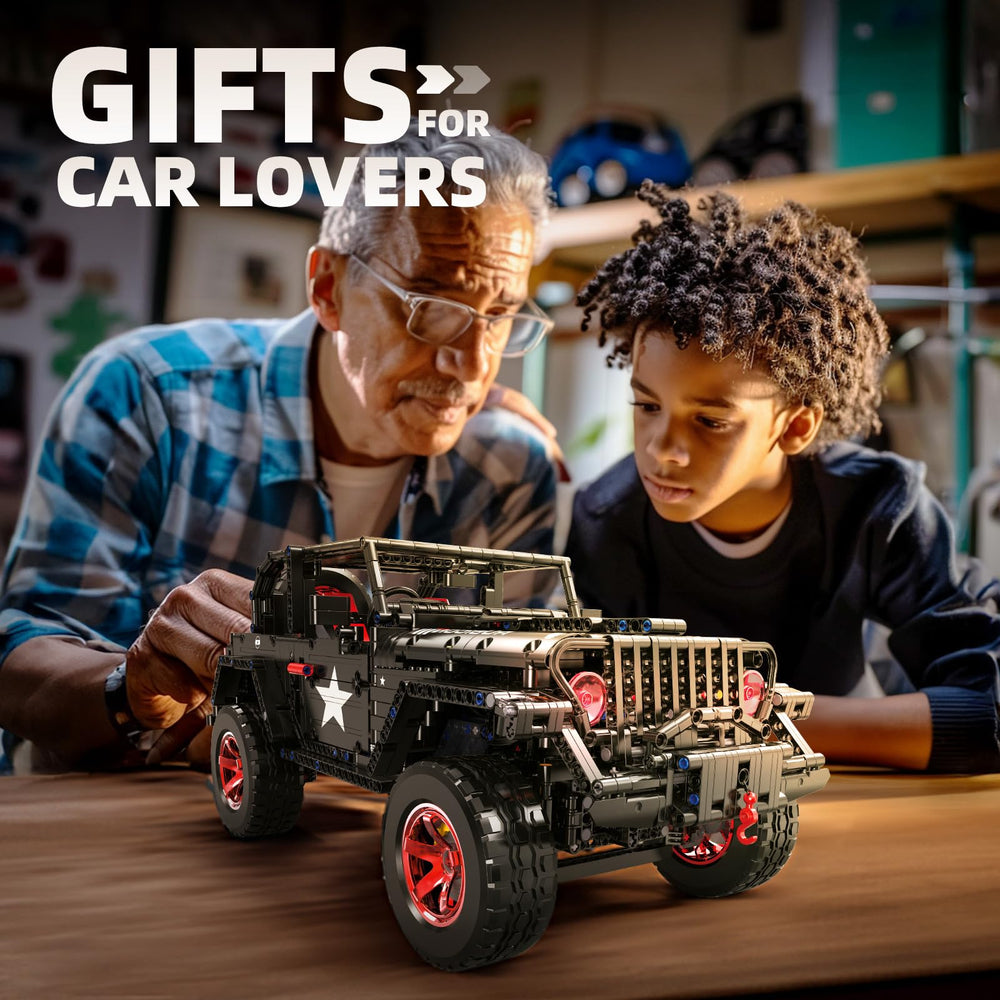 MOCBROPCS RC Off-Road SUV Wrangler app control enables mobile driving on various terrains.