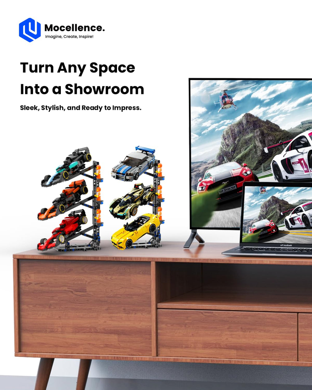 Sleek, space-saving design enhances multi-model display on a single unit