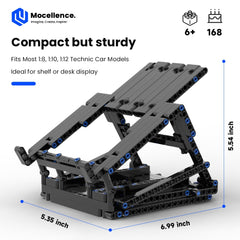 Mocellence black display stand design provides showroom-worthy presentation for Technic cars.