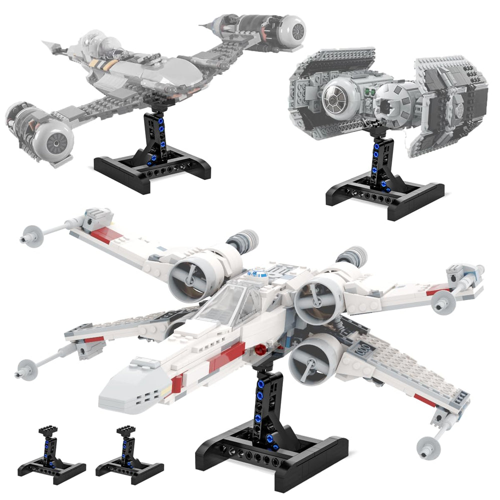 Mocellence X-Wing stand front view shows stable LEGO display.