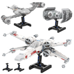 Mocellence X-Wing stand front view shows stable LEGO display.