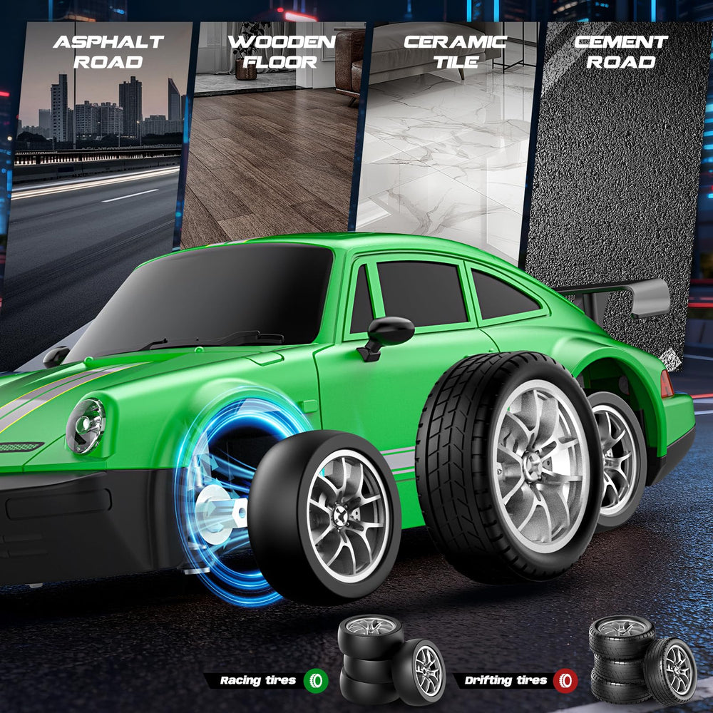 MOCOMI RC drift car top view highlights compact 1:24 scale for easy storage
